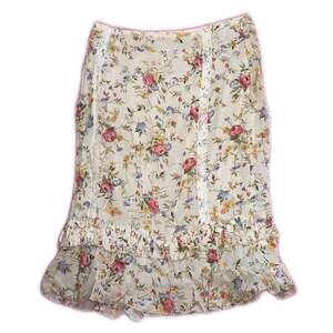 Mango Floral Lace Insert Ruffle Hem Midi Skirt